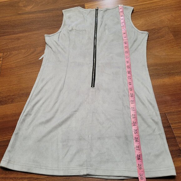 Grey Mini Dress Chest Fringe Festival Sleeveless Exposed Zipper Boho Hippie - Picture 13 of 15